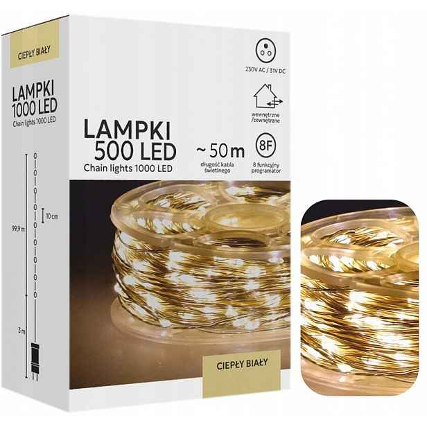 Led Micro Lampy Na Cívce 500 L Vánoční Stromek Teplý Led 3+50 M