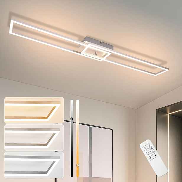 TEMU Stropní LED svítidlo černé/stříbrné, stmívatelné s dálkovým ovládáním, vhodné do obývacího pokoje, kuchyně a ložnice, geometrický design