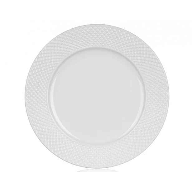 Mělký talíř Diamond Line, bílý s reliéfem