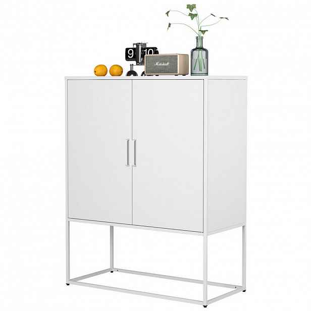Modfu KOMODA z kovu 85x109x40 cm bílá s magnetickými dvířky a ochranou proti převrácení