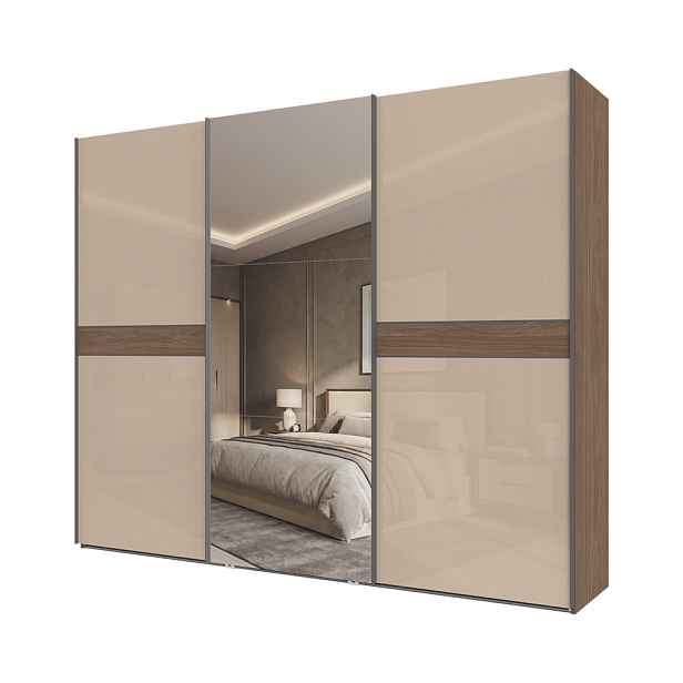 Šatní skříň s posuvnými dveřmi a zrcadlem PK281-OG/LF – 272 × 224 × 61 cm
