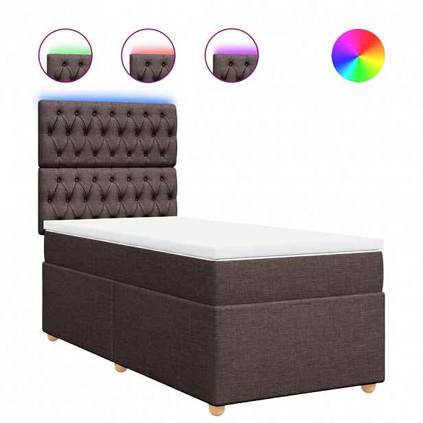 vidaXL Box spring postel s matrací tmavě hnědá 100 x 200 cm textil