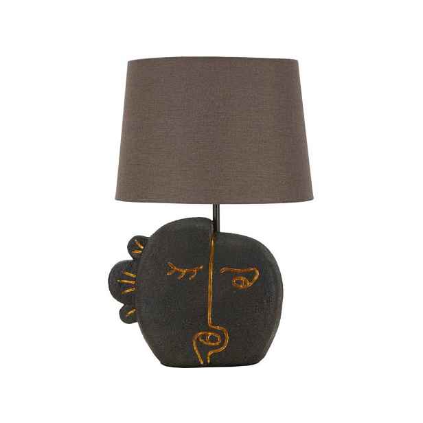 Hnědá stolní lampa s textilním stínidlem (výška 39,5 cm) Tribal – Mauro Ferretti