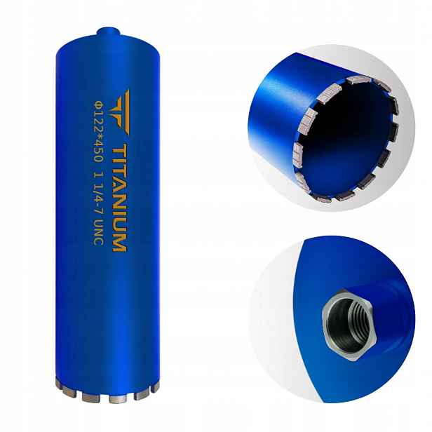 Vrták do betonu korunkový vrták 122 mm 450 mm Titanium
