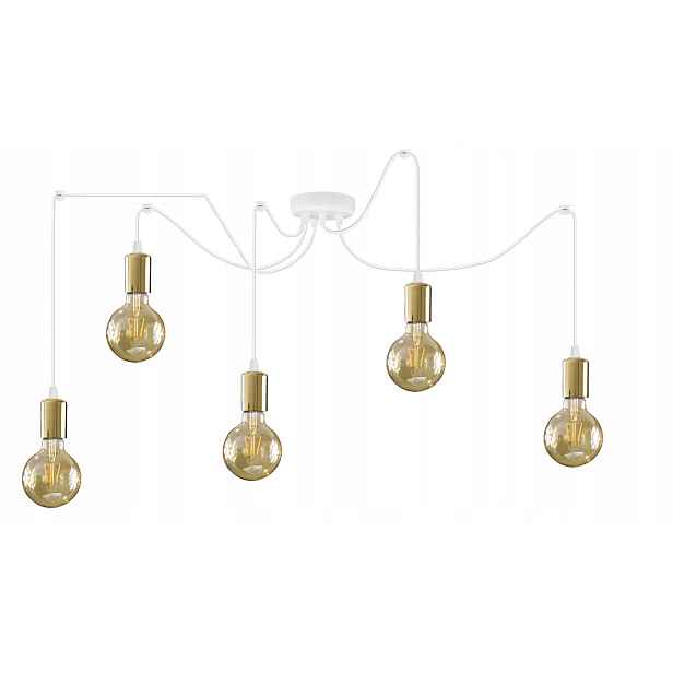 Závěsná stropní lampa Pajak Edison 5 lustr 5xE27 Loft bílo-zlatá lampa