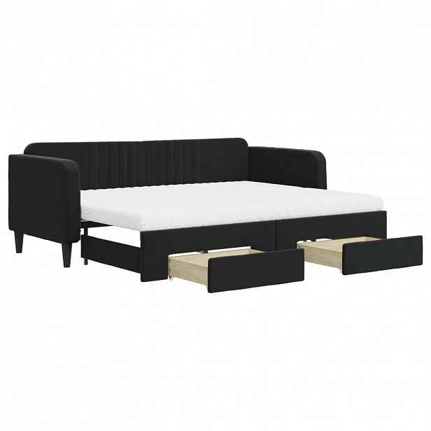 vidaXL Válenda s přistýlkou a zásuvkami černá 80 x 200 cm samet