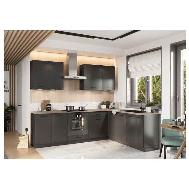 Artstolk Rohová kuchyňská linka ANIKA B | 200-260 cm grafit Provedení: s pracovní deskou