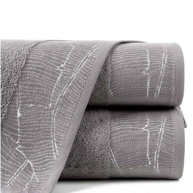 Bavlněná froté osuška s bordurou METALIC 70x140 cm, šedá, 480 g/m2