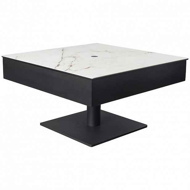 Dieter Knoll KONFERENČNÍ STOLEK, černá, bílá, kov, sklo, keramika, kompozitní dřevo, 75/75/42-57 cm