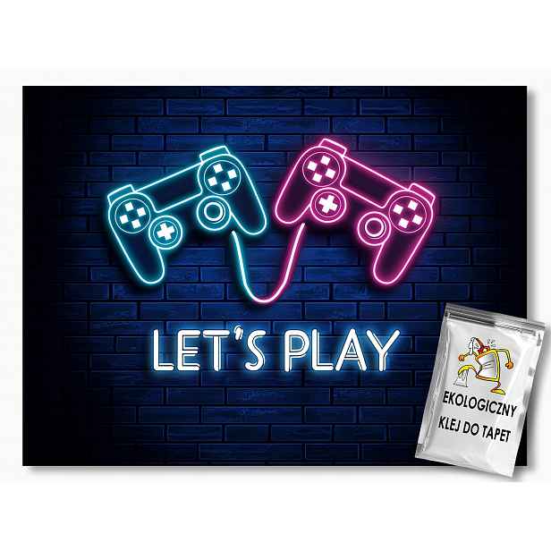 Fototapeta Flizelina Cihla Gaming Hry Pad Kontroler Neon 416x254 130g