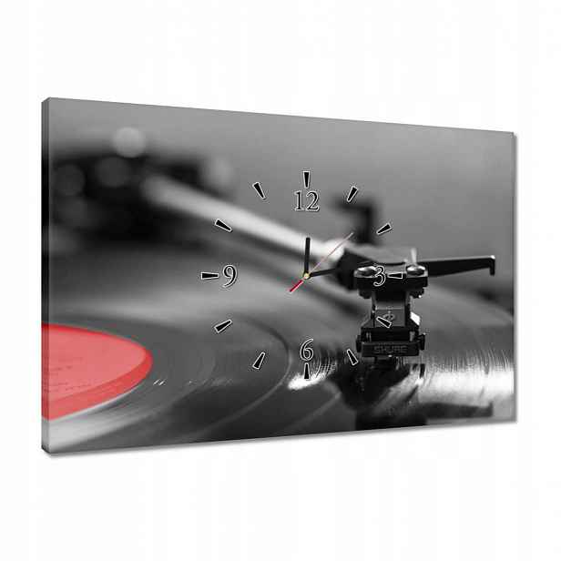 Hodiny 60x40 Vinylová deska Audio jehla