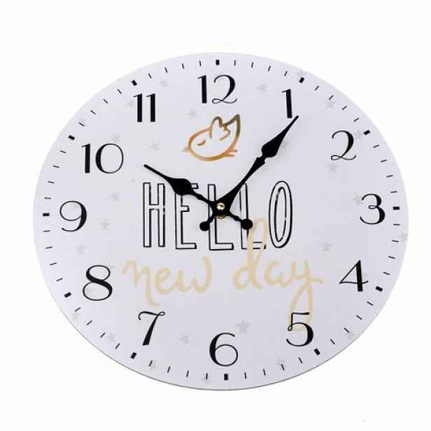 Nástěnné hodiny Hello new day, pr. 34 cm