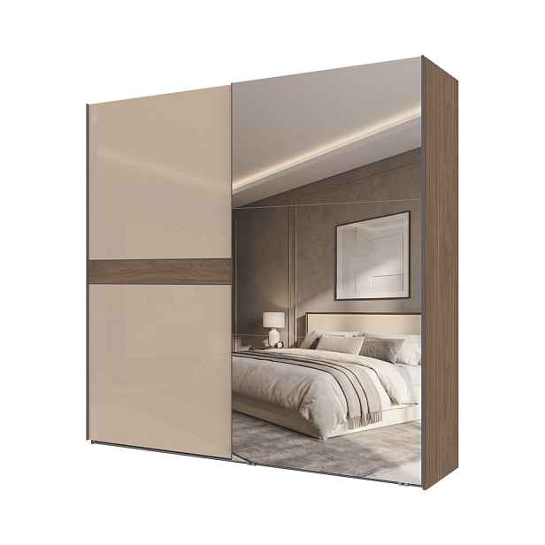 Šatní skříň s posuvnými dveřmi a zrcadlem PK231-OG/LF – 230 × 224 × 61 cm