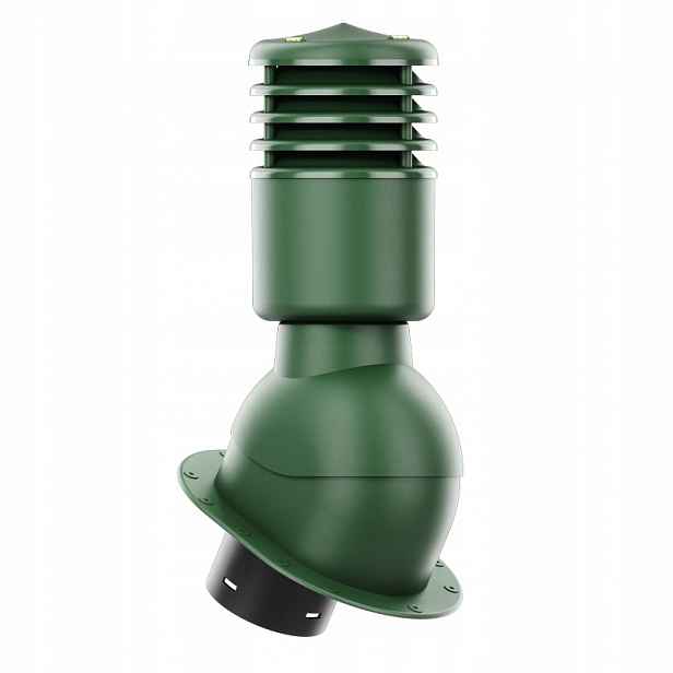 Větrací komín s podstavcem a těsněním Pi, průměr 125 mm, zateplený, zelený
