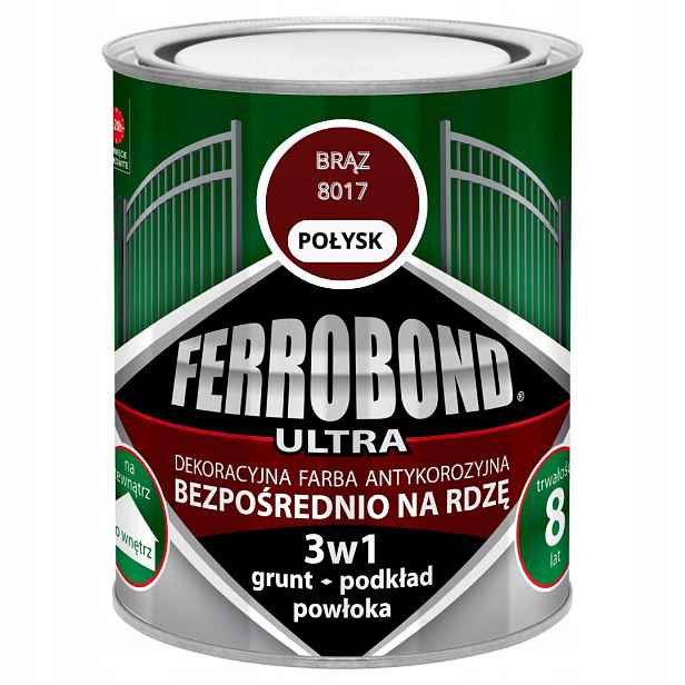 Barva dekorativní na Kov litina Rez antikorozní hnědá Lesk 2,5L