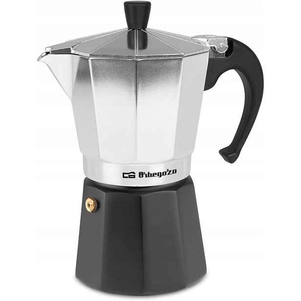 Italský kávovar, hliník, 6 šálků 280 ml, černý a stříbrný