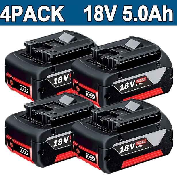 TEMU Sada 4 baterií BAT609 5000mAh jako náhrada za 18V baterie BSL1810, BAT618, BAT609, BAT622, BAT609G, BAT618G, BAT619, BAT619G, BAT610G pro