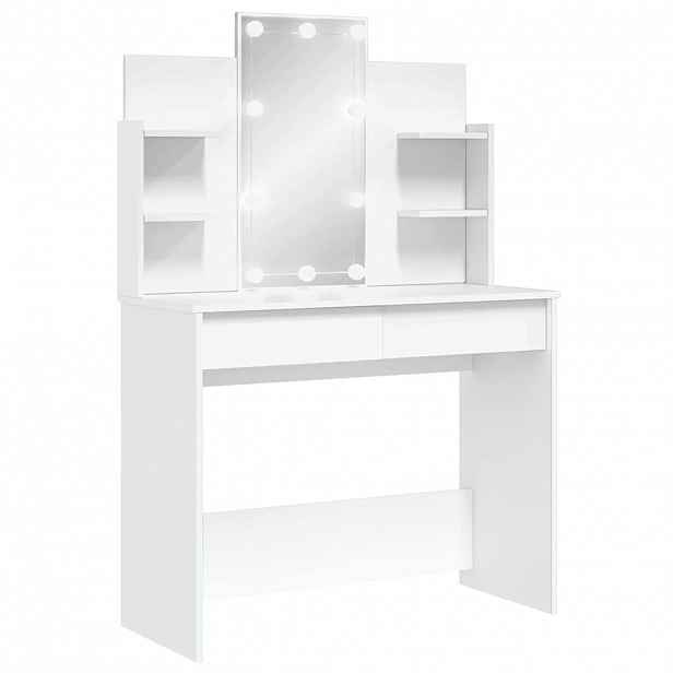 vidaXL Toaletní stolek s LED osvětlením bílý 96 x 40 x 142 cm
