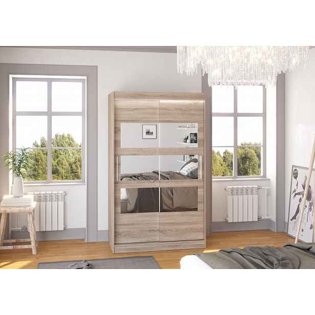 Zrcadlová skříň s LED osvětlením 120 cm DADLIA - dub lanýž