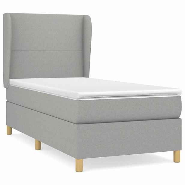 vidaXL Box spring postel s matrací světle šedá 90x190 cm textil