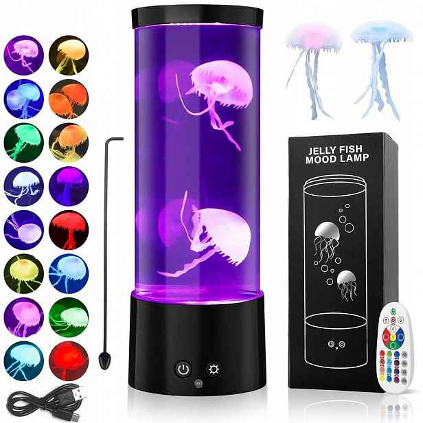 Lávová Lampa Barevná Jellyfish, Led Lampa Do Akvária, 17 Barev Rgb