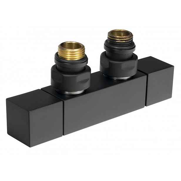 Sapho Cube Twin - Připojovací sada ventilů, středové připojení, rozteč 50 mm, matná černá CP581BS
