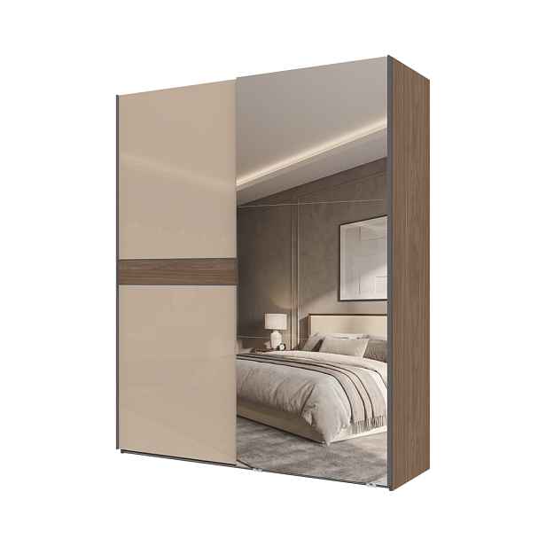 Šatní skříň s posuvnými dveřmi a zrcadlem PK181-OG/LF – 182 × 224 × 61 cm