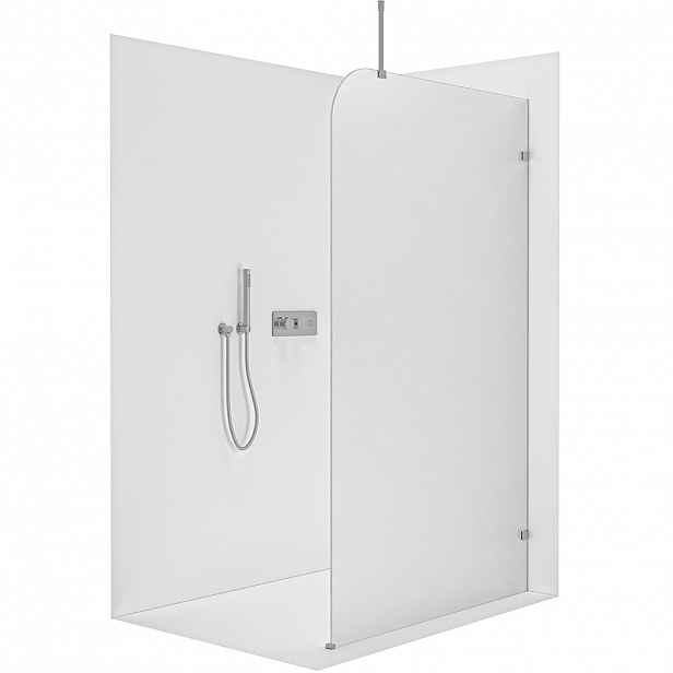 Sprchová zástěna Walk-in Orbis Top Round - Pravá - 8 mm - kulatá vzpěra - chrom, mléčné sklo - 160x200 cm