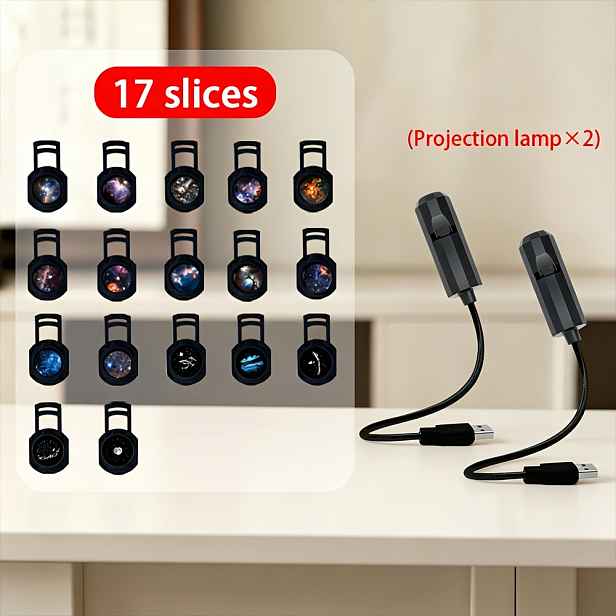 TEMU Noční světlo s USB projekcí hvězdné oblohy, 2 světla + sada 12/17 ks, kreativní barevné, přenosné a čiré LED dekorativní noční světlo, projekční
