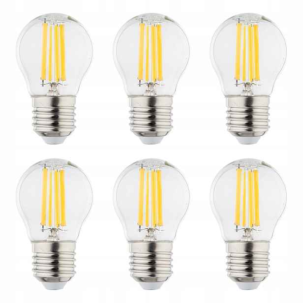 Tk Lighting Sada 6x stmívatelná Led žárovka koule E27 6W teplá bílá P45 čirá