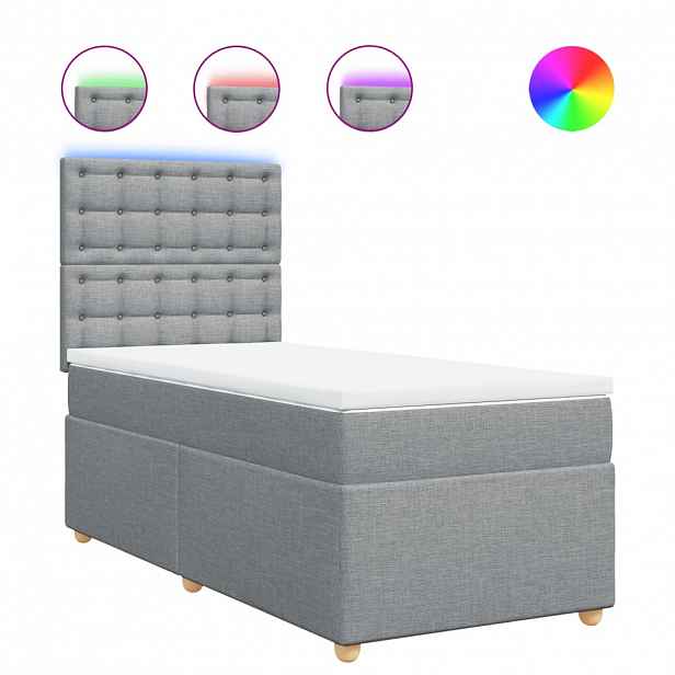 vidaXL Box spring postel s matrací světle šedý 100 x 200 cm textil