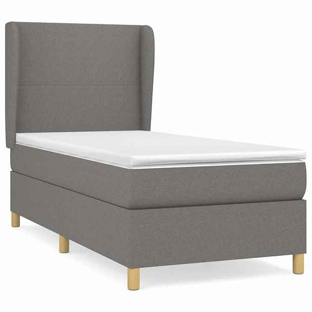 vidaXL Box spring postel s matrací tmavě šedá 90x190 cm textil
