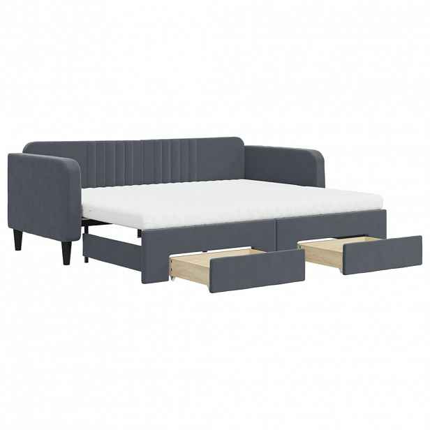 vidaXL Válenda s přistýlkou a zásuvkami tmavě šedá 90 x 200 cm samet