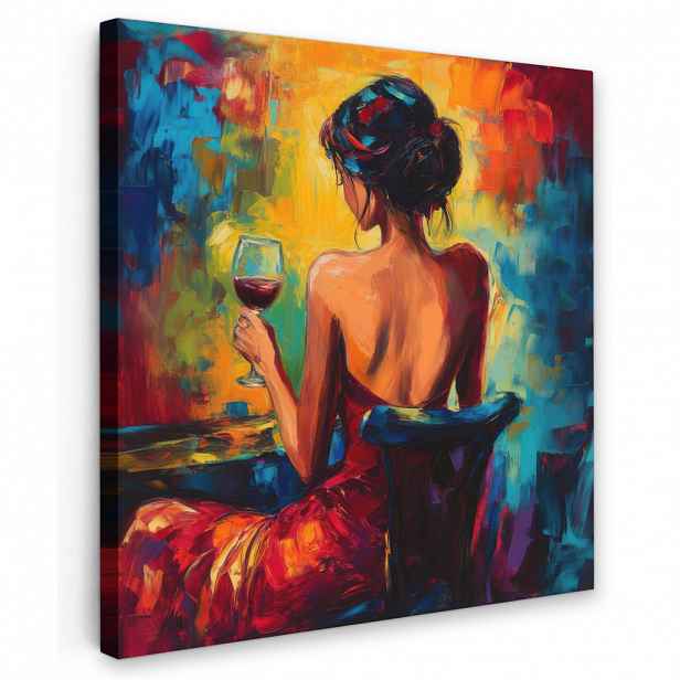 MuchoWow OBRAZ NA PLÁTNĚ Víno - Žena - Atmosférické - Barevné 20x20 cm