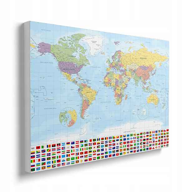 Obraz Politická Mapa Světa geografie na prémiovém plátně 70x50 cm