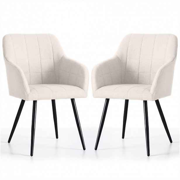 RAUMHIRSCH FURNITURE ČALOUNĚNÁ ŽIDLE, sada 2 ks, kovové nohy, krémová, černá 54/82/58