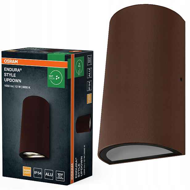 Zahradní nástěnné svítidlo Led Fasádní lampa 12W 700lm 3000K Hnědá IP54 Osram