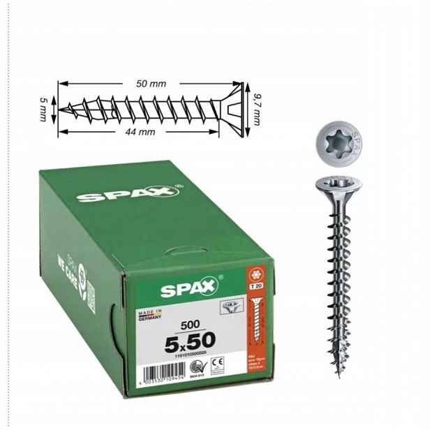 Univerzální šroub do dřeva spax 5 x 50 Wirox Tx 500 ks