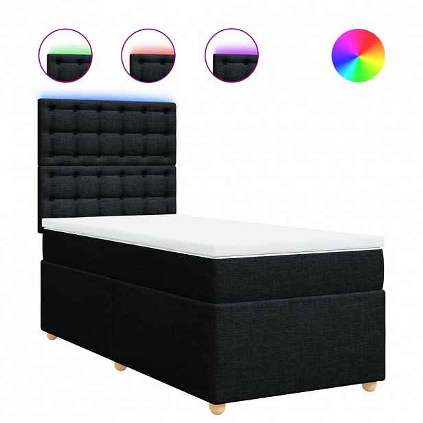 vidaXL Box spring postel s matrací černá 100 x 200 cm textil