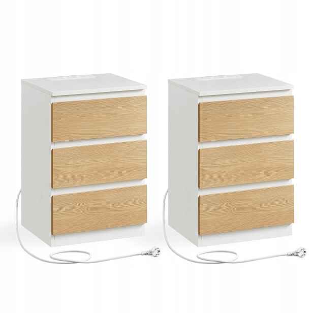 Noční Stolek Noční Stolek 3 Zásuvky Do Ložnice Loft 40x59x36 Set 2 Ks