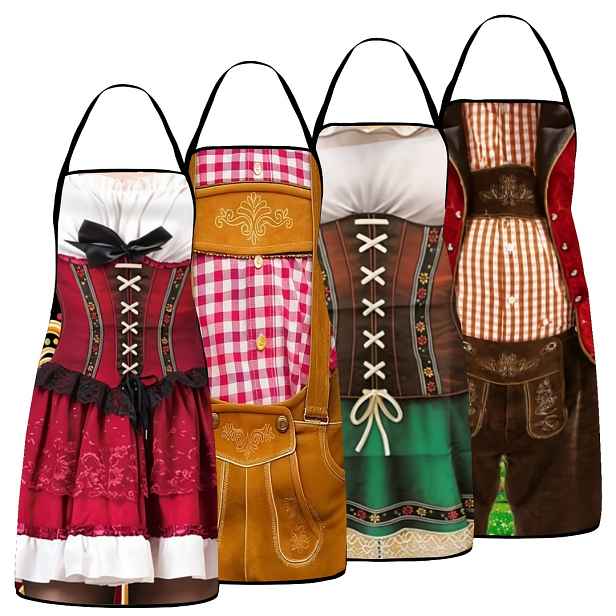 TEMU 4ks Zástěry na Oktoberfest Mnichovský pivní festival, vhodné na pečení a grilování, sladěné zástěry pro páry pro muže a ženy, zástěrové párty,