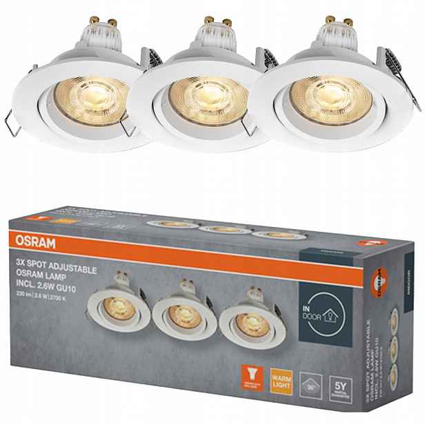 3x Stropní Led svítidlo GU10 2.6W 2700K stmívatelné Osram