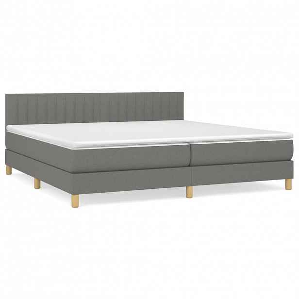 vidaXL Box spring postel s matrací tmavě šedá 200x200 cm textil