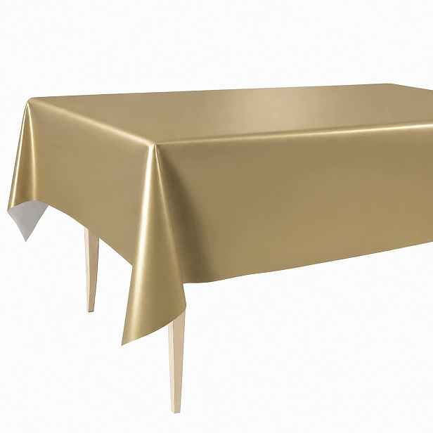 Cerata Tlustý Ubrus 140x450 Skvrnitý Zlatý Hladký Jednotný Glamour