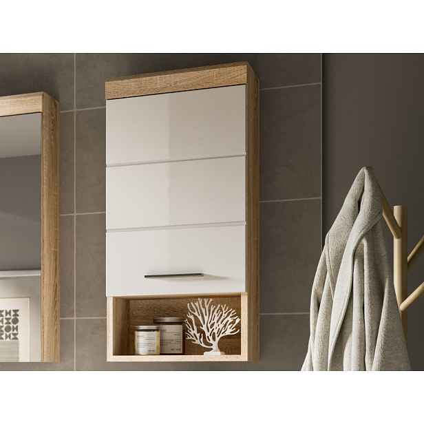 Nástěnná koupelnová skříňka Lambada, dub sonoma/bílá lesk