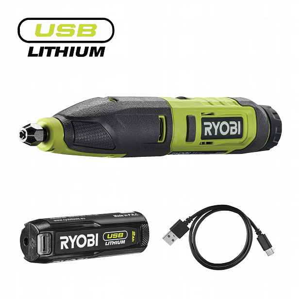 Ryobi RPC4-120G 4V gravírovací pero Usb Lithium+ 15ks příslušenství