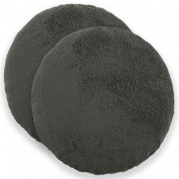 vidaXL Povlak na polštář 2 pcs HEERLEN Tmavě šedá Ø 30 cm Bouclé