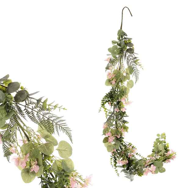 Autronic Umělá girlanda PRZ4118 PINK – růžové květy, 150 cm