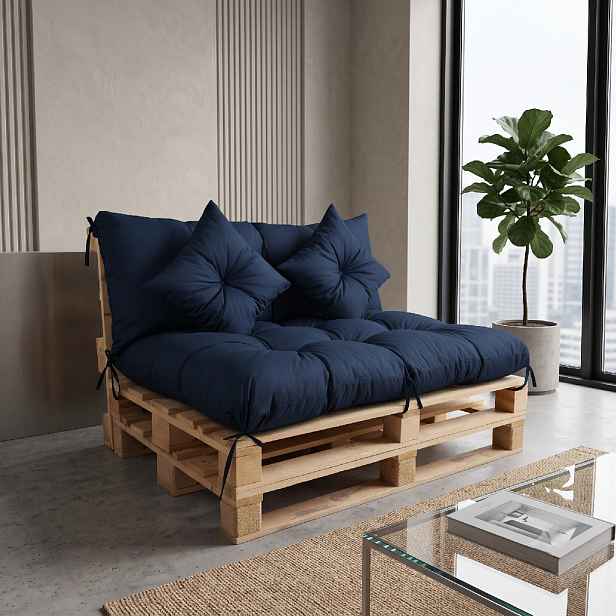 Interiérový polstr na palety LIVING 04 modrá – do obývacího pokoje MyBestHome
