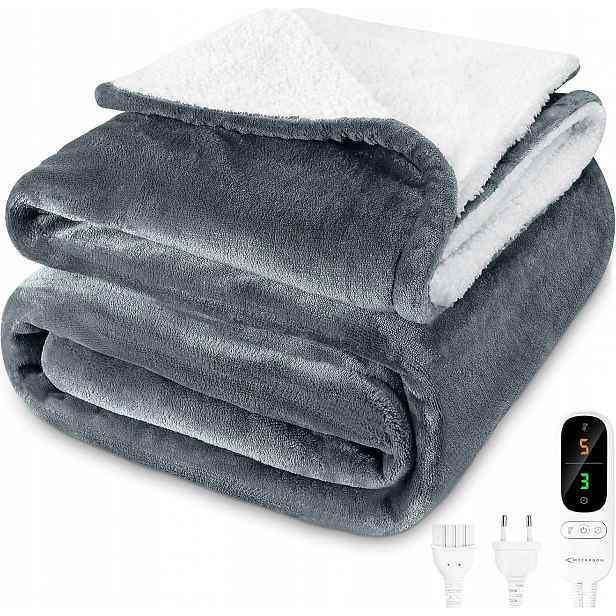 Mycarbon Elektrická Deka 180x160 Vyhřívací Podložka Časovač 9h 6 režimů